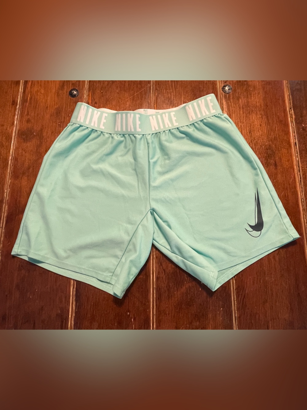 Nike Women's Aqua/Teal Training Shorts with Branded Waistband